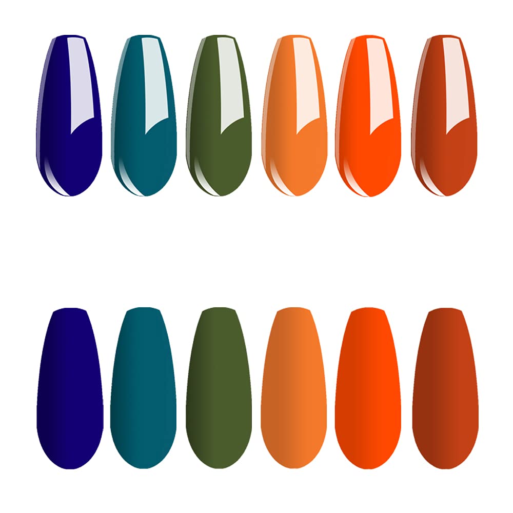 Vishine Gel Polish 6 Colours Soak Off UV LED Nail Art Manicure DIY Salon Gift Set Starter Kit Fall Color Orange Olive Green Colour Series 8ML