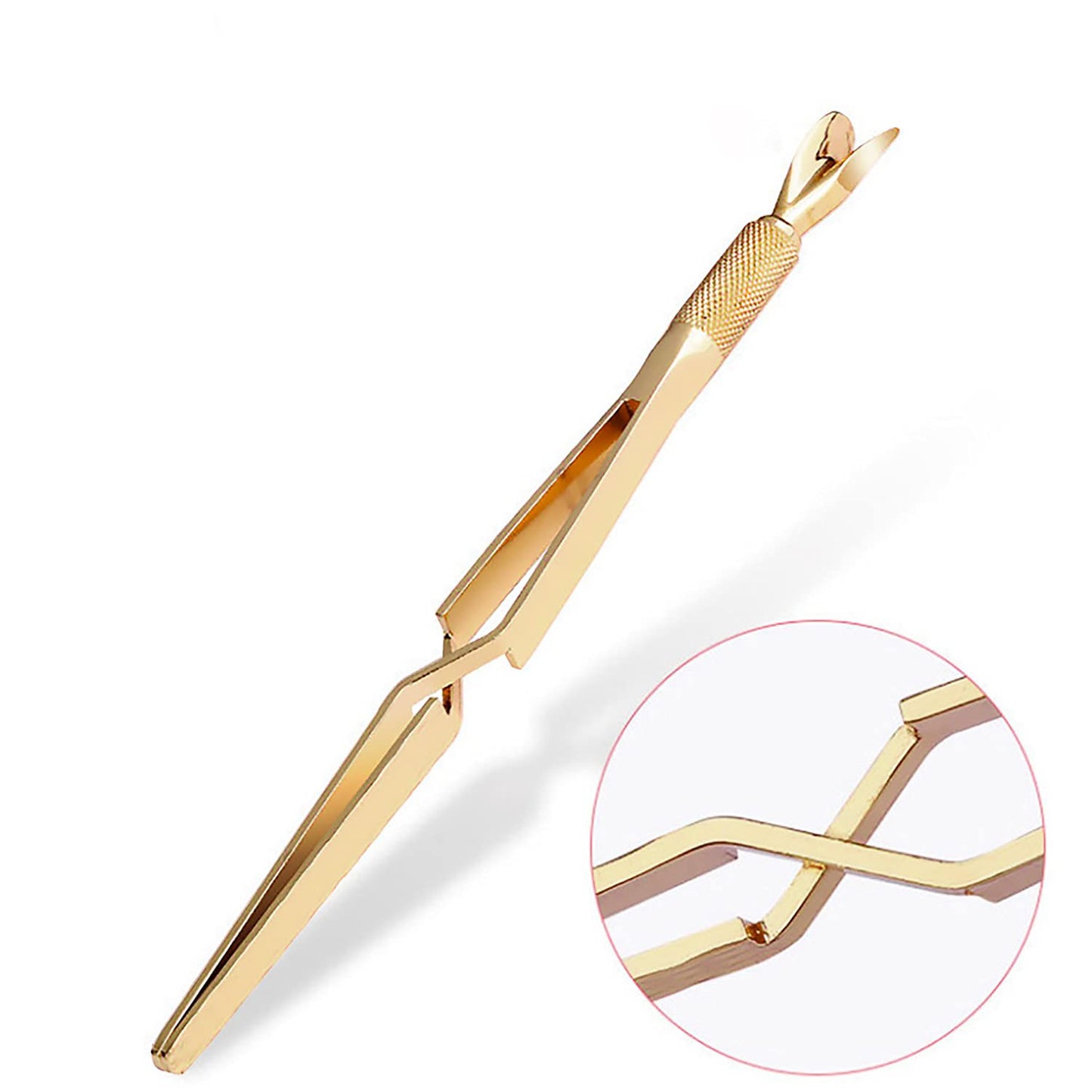 SILPECWEE 2Pcs Nail Pinching Tool C Curve Nail Extension Clips Metal Cuticle Pusher Nail Scraper Gel Nail Polish Remover False Nails Shaping Tweezers Multi-Function Manicure Tools (Gold)