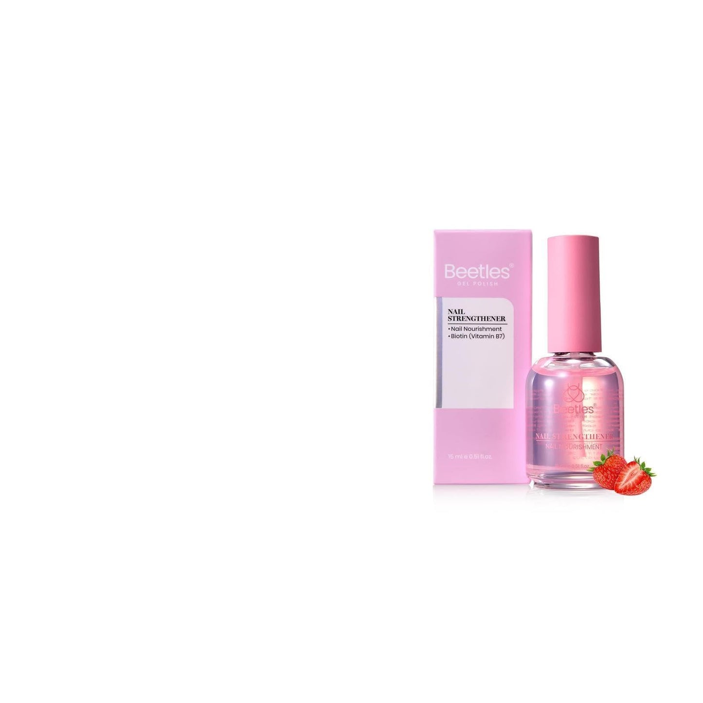 Beetles Cat Eye Press On Nails Short Almond, 32pcs 16 Sizes, Glue and Tabs, HEMA and TPO Free, Mist Glow & Nail Strengthener Strawberry, Pink Air Dry Growth Treatment 15ml