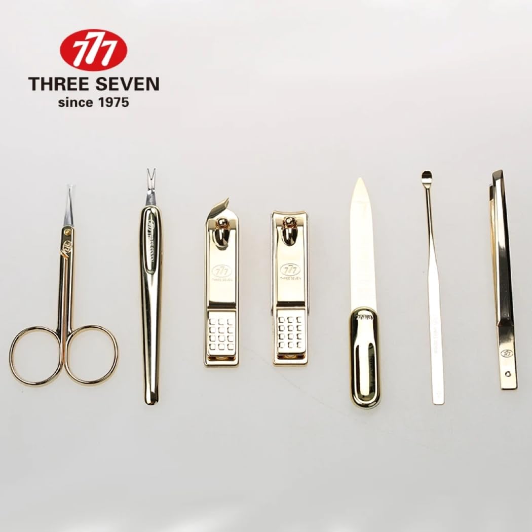 World No. 1. Three Seven (777) Travel Manicure Grooming Kit Nail Clipper Set (7 PCs, TS-4112G), MADE IN KOREA, SINCE 1975.