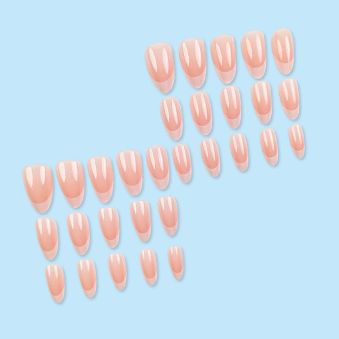 DANMANR Short Press on Nails Almond French Fake Nails Full Cover Nude Acrylic False Nails for Women and Girls24PCS (Pink White Tips)