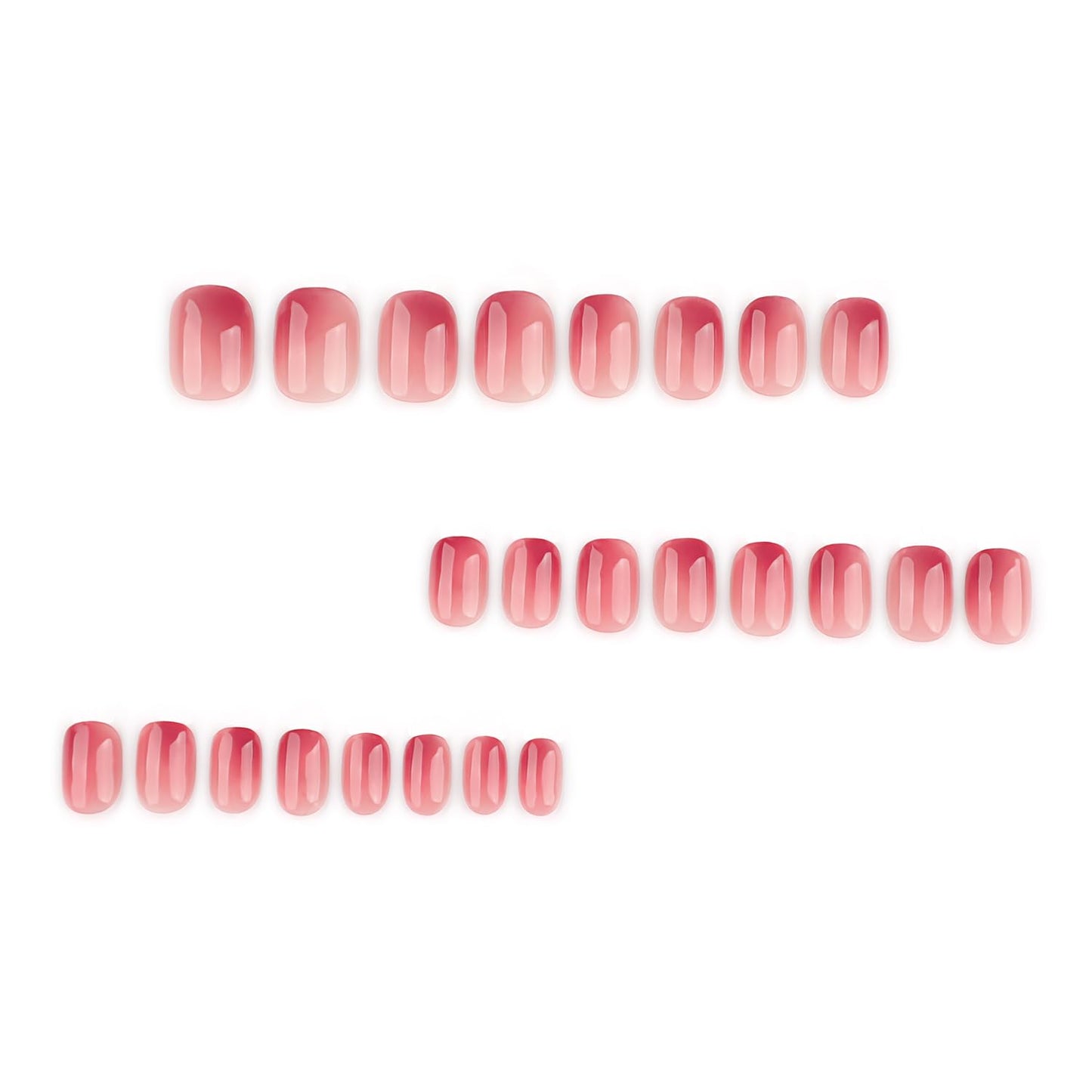 Pink Ombre Press On Nails Short Square, Glossy Natural Fake Nails for Women, Blush Gradient Stick On Nails, Elegant Everyday False Nails Set, 24 PCS