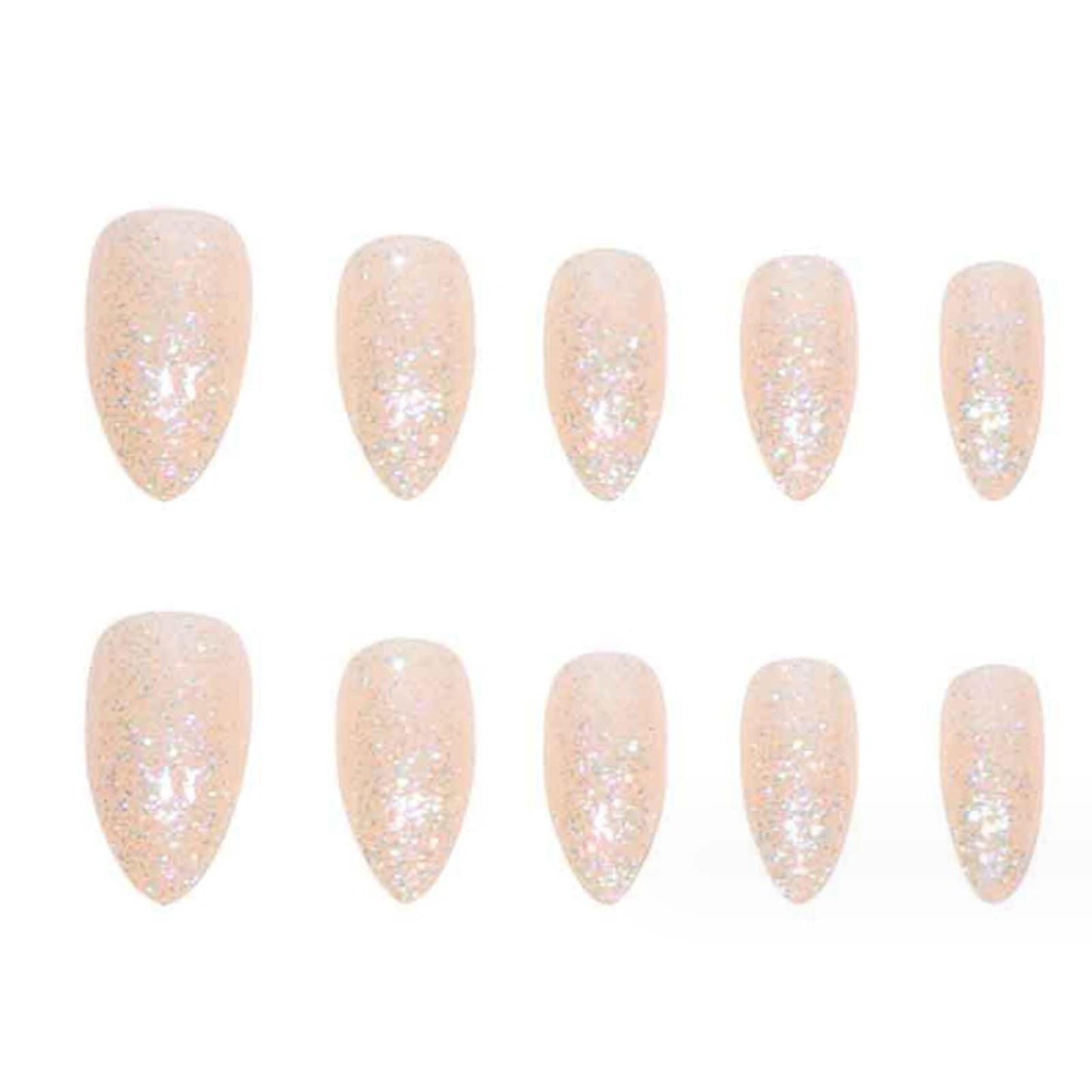 Gifiky Short False Nails Almond Press on Nails Bling Nails Tips Full Cover Ballerina Fake Nails for Women and Girls 24Pcs