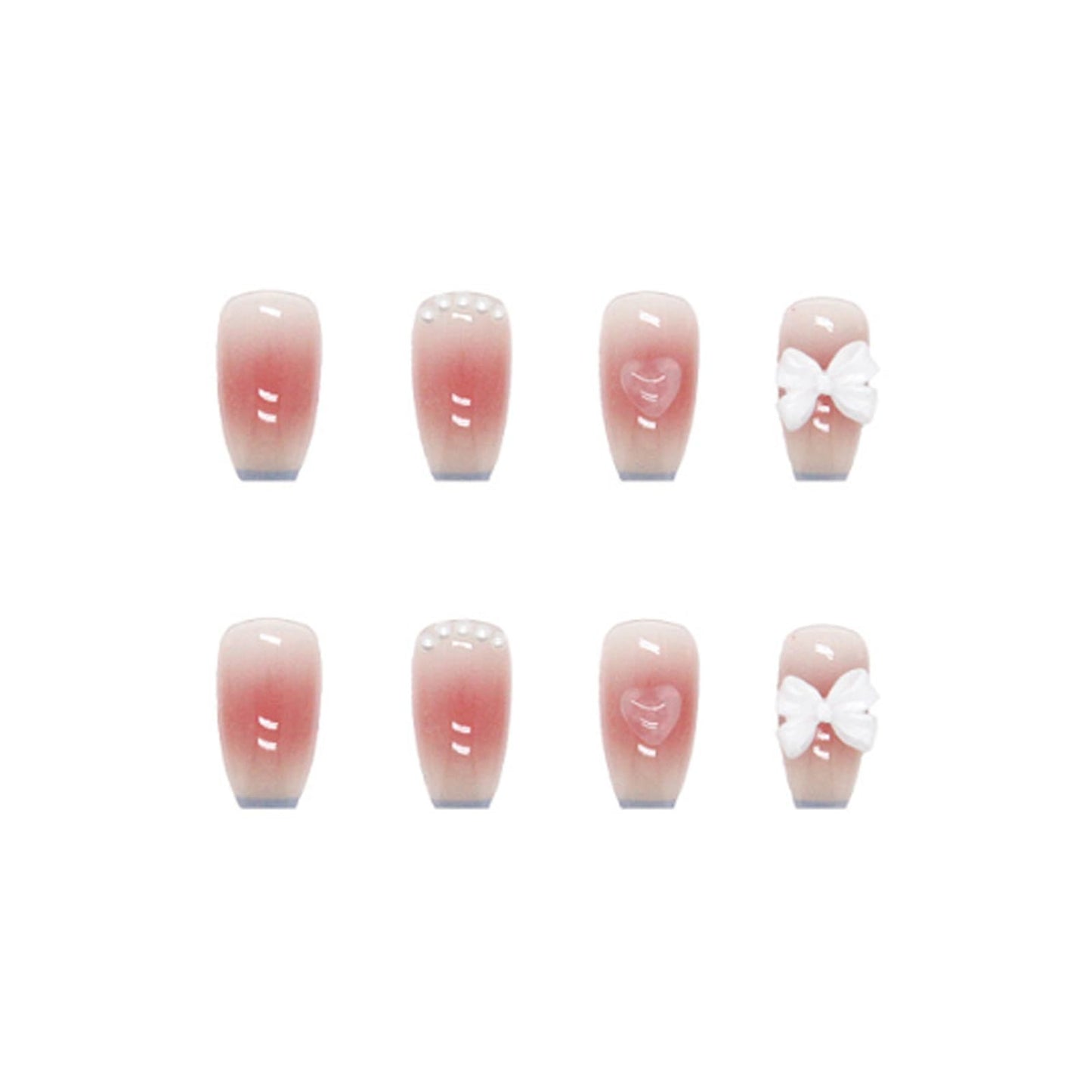 Hkanlre 3D Press on Nails Medium Fake Coffin Nails Tips Full Cover Luxury False Nails for Women and Girls 24PCS