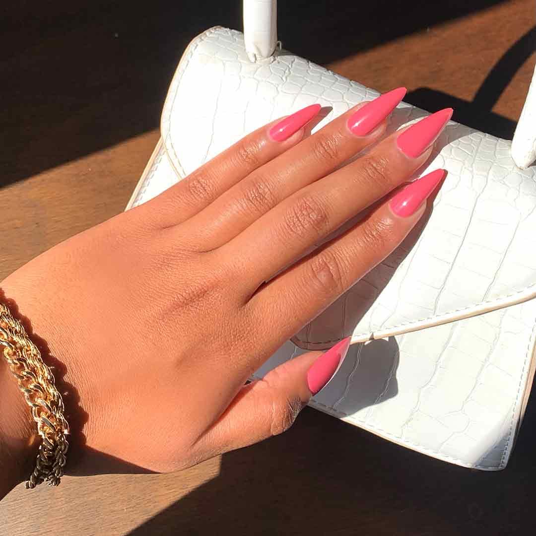 BUBBLEGUM BAE Press-On Nails by Lavaa Beauty | Long Stiletto | Pink Glossy Stiletto Nails