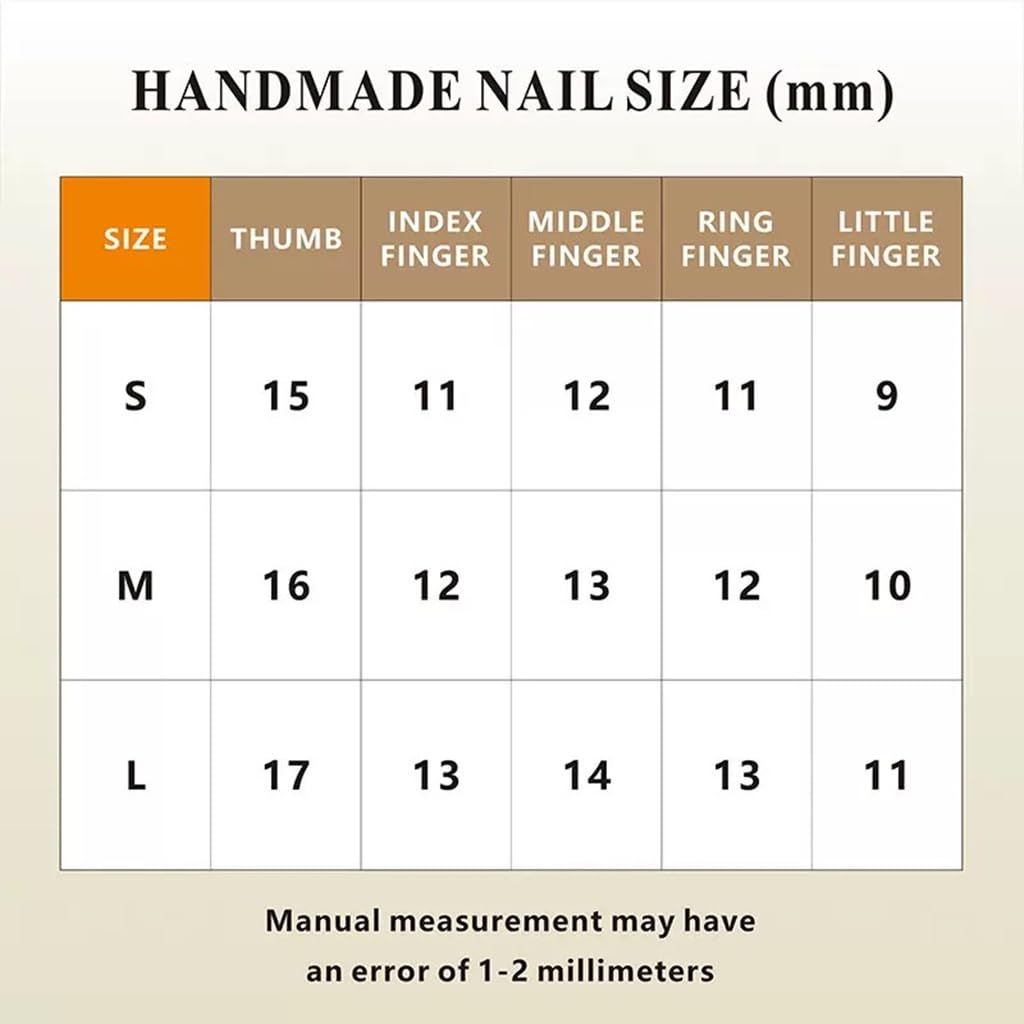 Almond Press on Nails Medium - Handmade Fake Nails with 3D Gold Flower Design - Winter Cherry Full Cover Glue on False Nails for Women - (Size S)