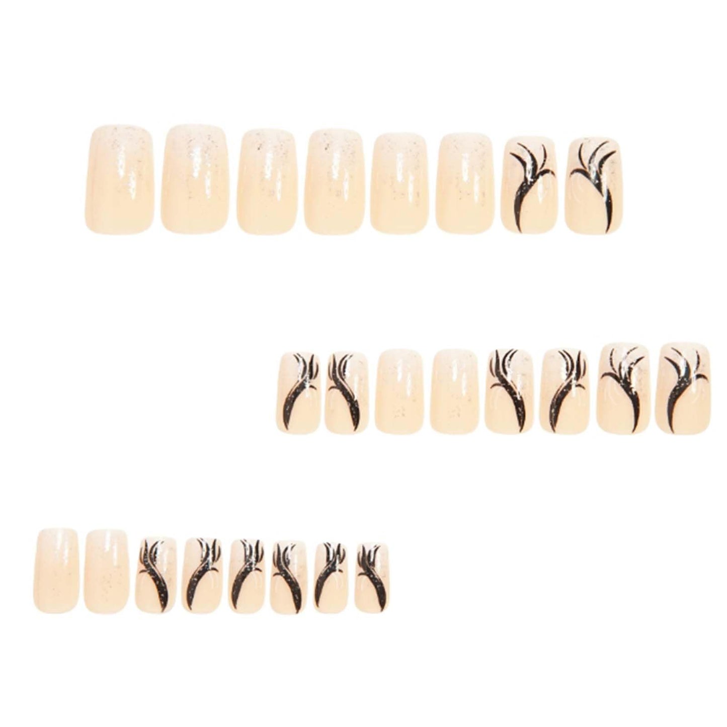 YoYoee Medium Square Press on Nails Gradient Fake Nails Acrylic Swirl False Nails Galaxy Full Cover Nails Tips for Women and Girls 24Pcs