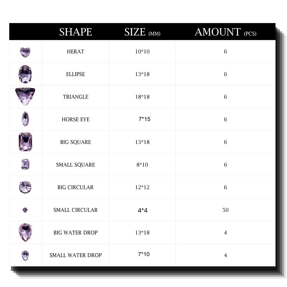 TANOSII Sew on Rhinestones 100 PCS Mixed Shapes Glass Rhinestones Sew on Crystal Gems Mental Flatback with Silver Claw for Jewelry Crafts Clothes Shoes Costume Garment Light Purple