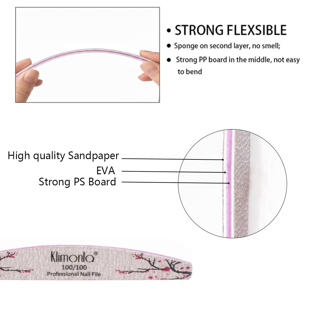 25PCS Floral Professional Nail Files 80/100/150/180/240 Grit, Emery Boards Nail Files for Natural Nails and Acrylic Nails, Double Sided Emory Boards limas para unas acrilicas Reusable Manicure Tools