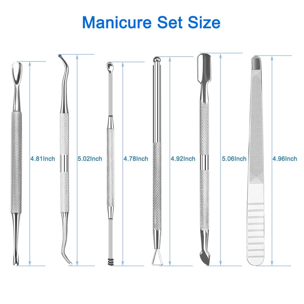 HIFAU Professional Cuticle Nippers Kit, Cuticle Trimmer with Cuticle Pusher & Other Durable Nail Care Manicure Kit for Women, Premium Stainless Steel & Ergonomic Design, Travel & Gift