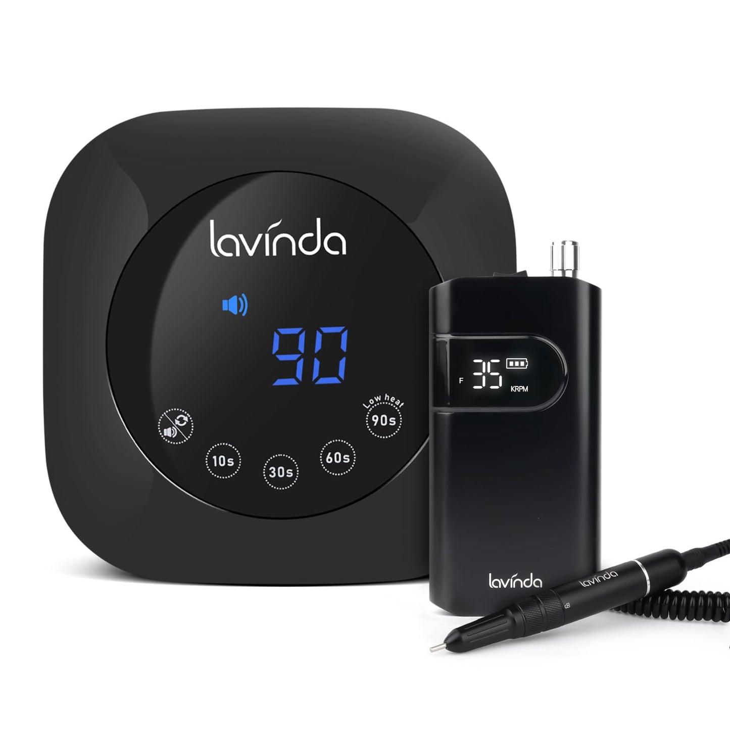 Lavinda UV Nail Lamp 54W Rechargeable Nail Dryer & 35000RPM Electric Nail Drill, Professional Cordless Nail Drill Machine Portable Rechargeable Nail Efile for Acrylic Gel Nails