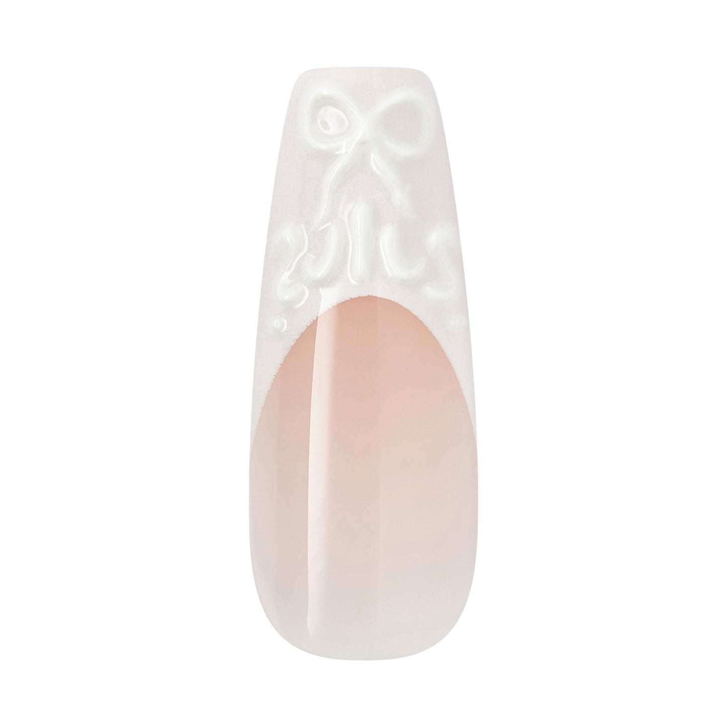 Kiss Glam, Press On Nails, Nail glue included, 'Breath of Harmony', White, Long Size, Coffin Shape, Includes 32 Nails, 2g Glue, 1 Manicure Stick, 1 Mini File