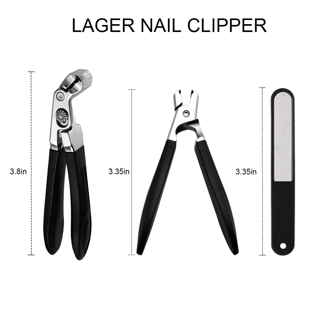 Nail Clippers for Seniors, Wide Jaw Fingernail Clippers and Angled Head Toenail Clippers for Thick Nail, Professional German Nail Clippers for Men, Women & Pregnant (Black 2)