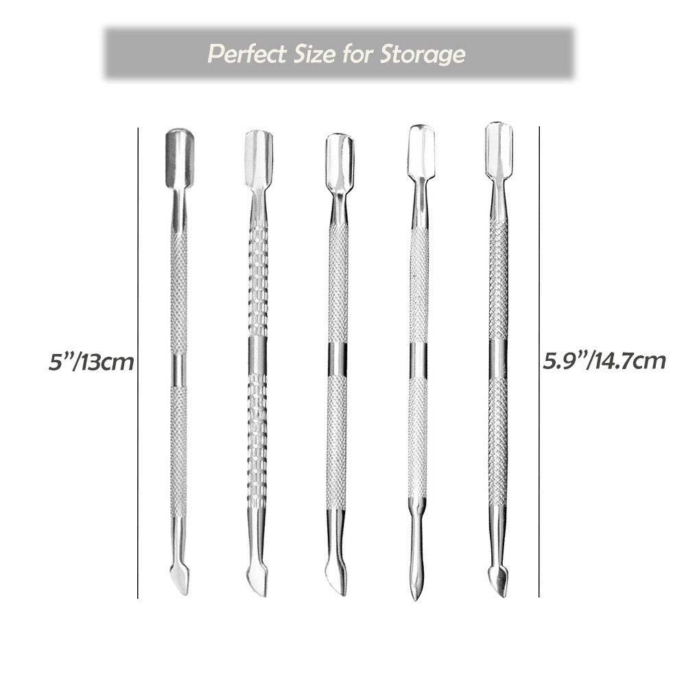 10Pcs Cuticle Pusher Remover and Cutter, Creatiee Double Ended Stainless Steel Cuticle Cleaner Nail Gel Polish Removal, Manicure Pedicure Nail Tools for Fingernails Toenails - Professional & Durable