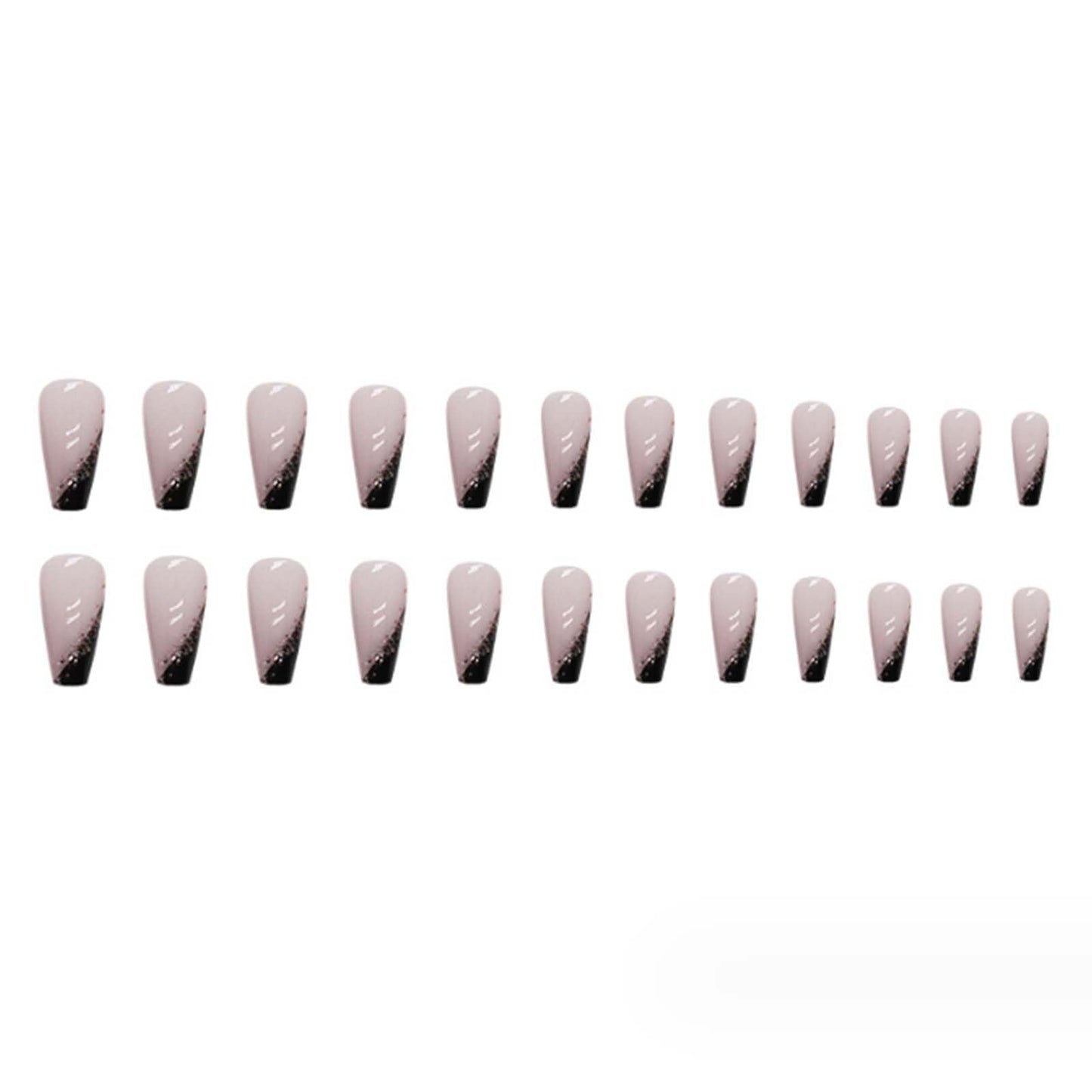 YoYoee Medium Coffin Press on Nails French Cute False Nails Acrylic Bling Fake Nails Reusable Nails Tips for Women and Girls 24PCS