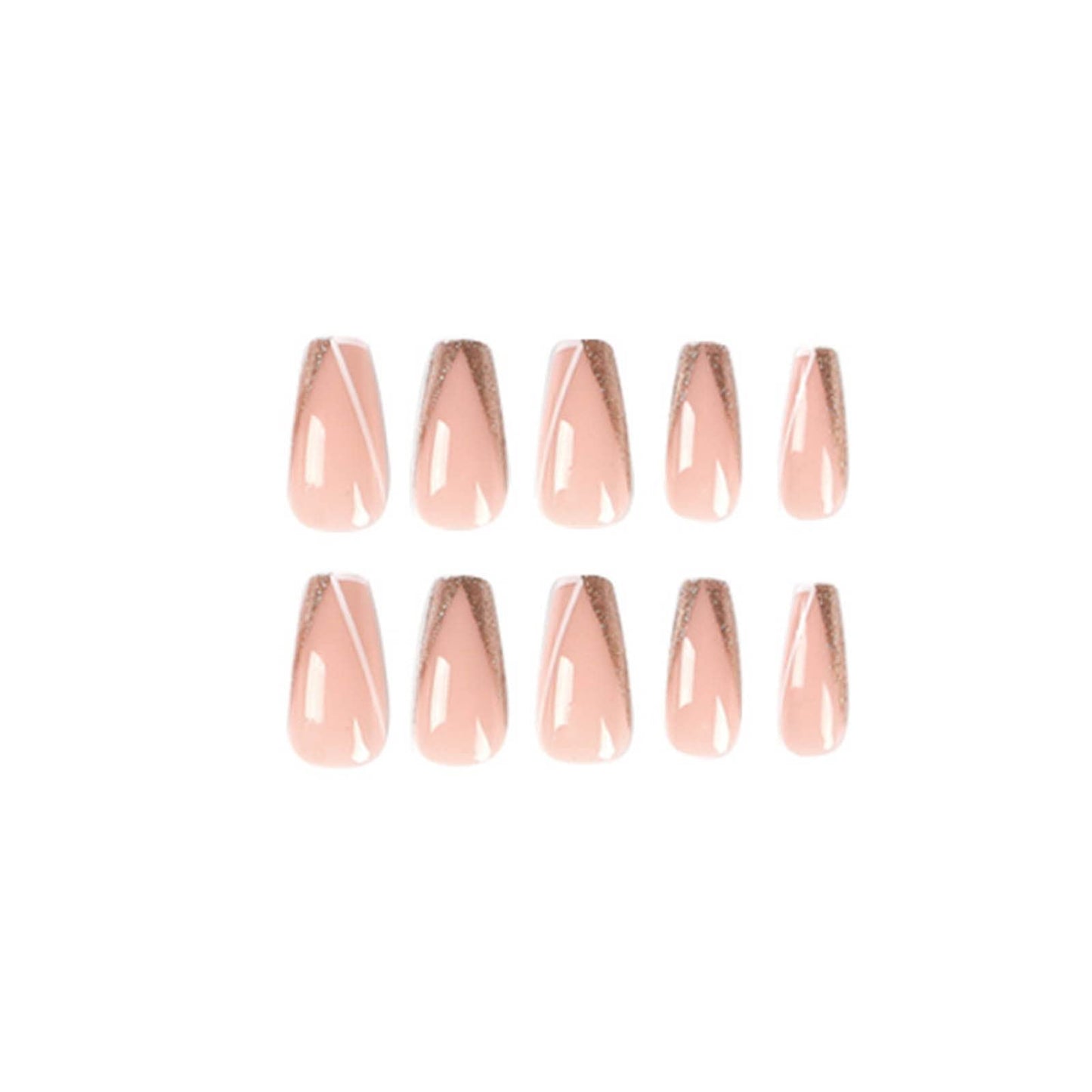 DANMANR Long Press on Nails Square French Fake Nails Full Cover Nude Acrylic False Nails for Women and Girls 24PCS (Bling Multicolor)
