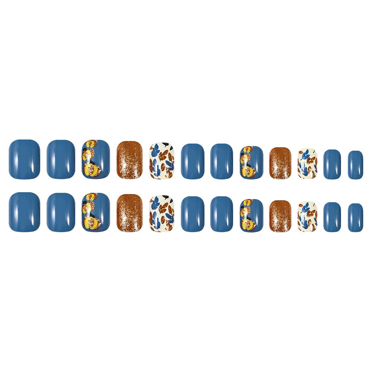 24Pcs Fall Thanksgiving Press on Nails Short Square Fake Nails with Orange Glitter Autumn Maple Leaves Acrylic Nails Press on Reusable Pumpkin False Nails for Women Girls Nail Decoration