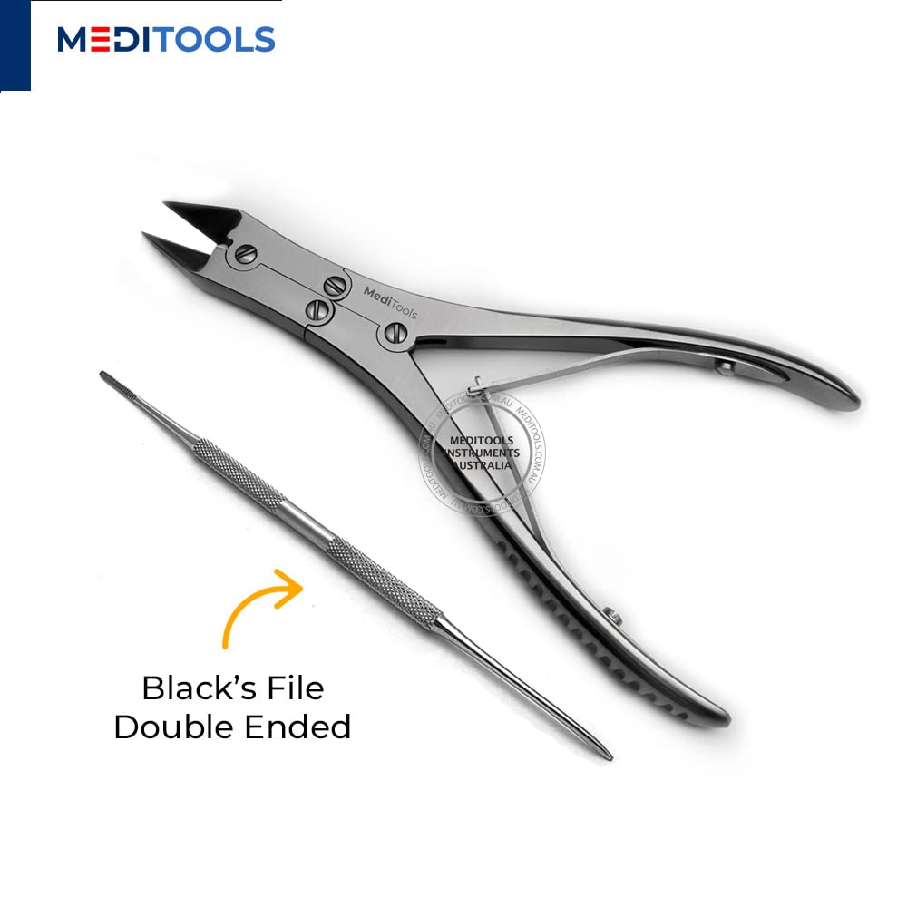MediTools - Double Action Toenail Nippers, Clippers, Compound Action, Heavy Duty Thick Toenail Cutter, Pedicure, Podiatrist's Nippers, Straight Cut, Ingrown Nails Cutter, Stainless Steel, Premium