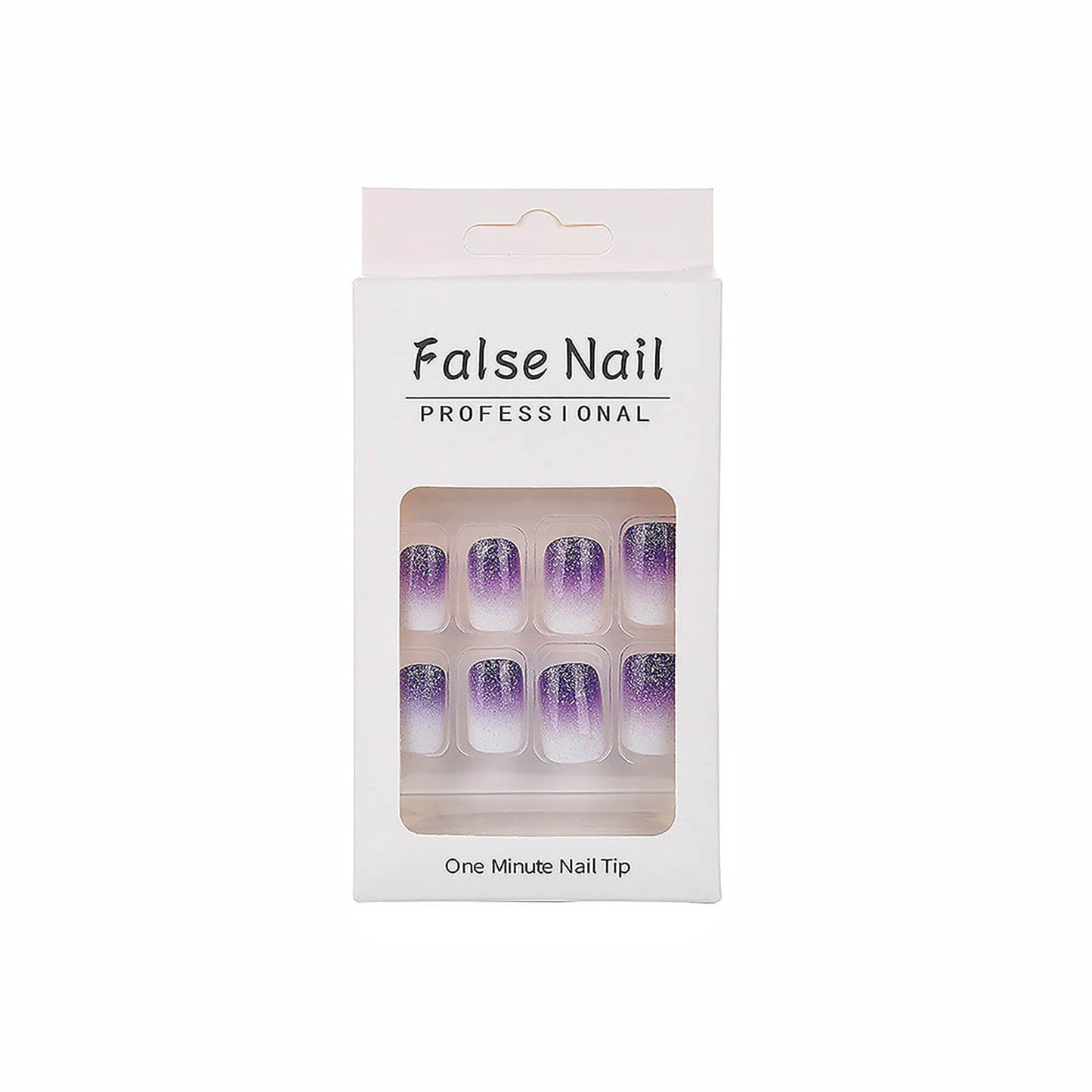 Square Press on Nails Short Fake Nails Purple French Tip False Nails Ombre Glue on Nail with Glitter Designs Nails Press ons Acrylic Glossy Stick on Nail for Women and Girls 24Pcs