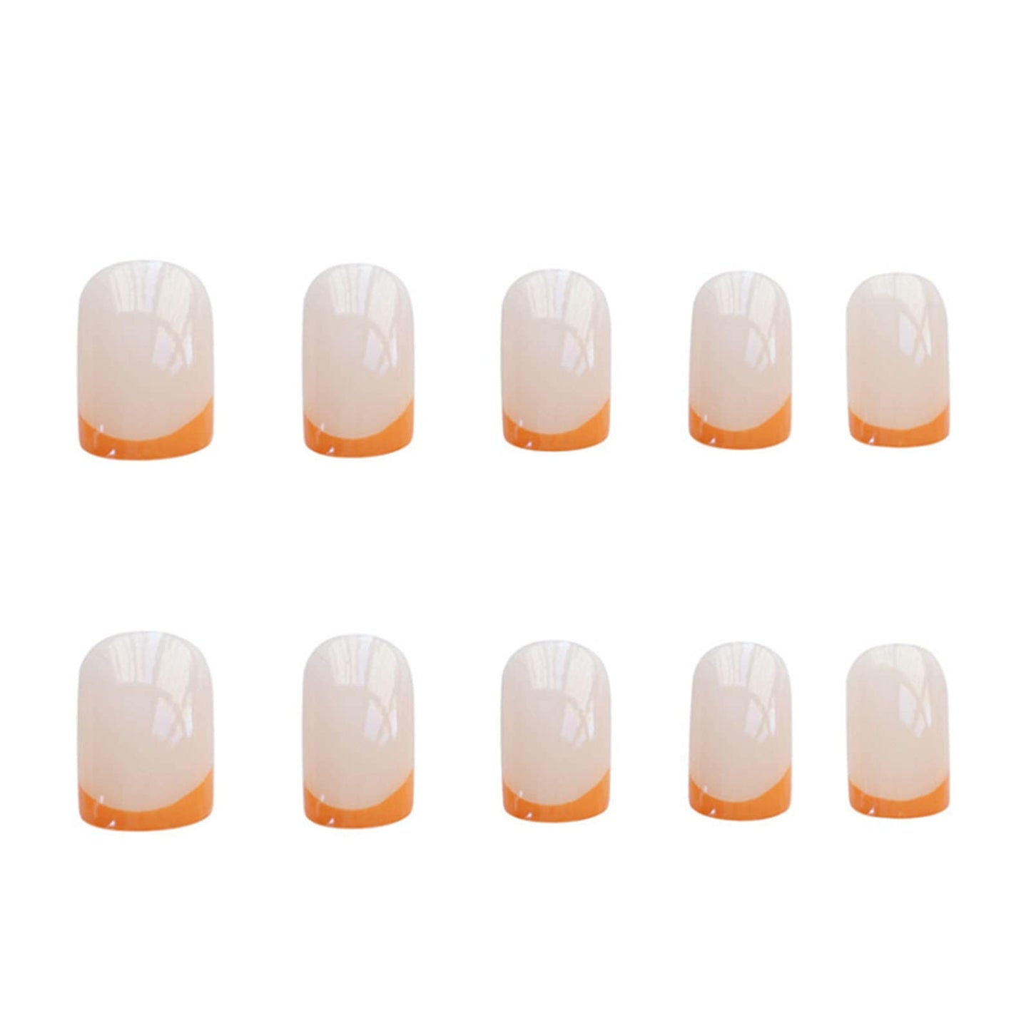 DANMANR Square Press on Nails Short Fake Nails French Acrylic Full Cover False Nails for Women and Girls 24PCS (Orange French)