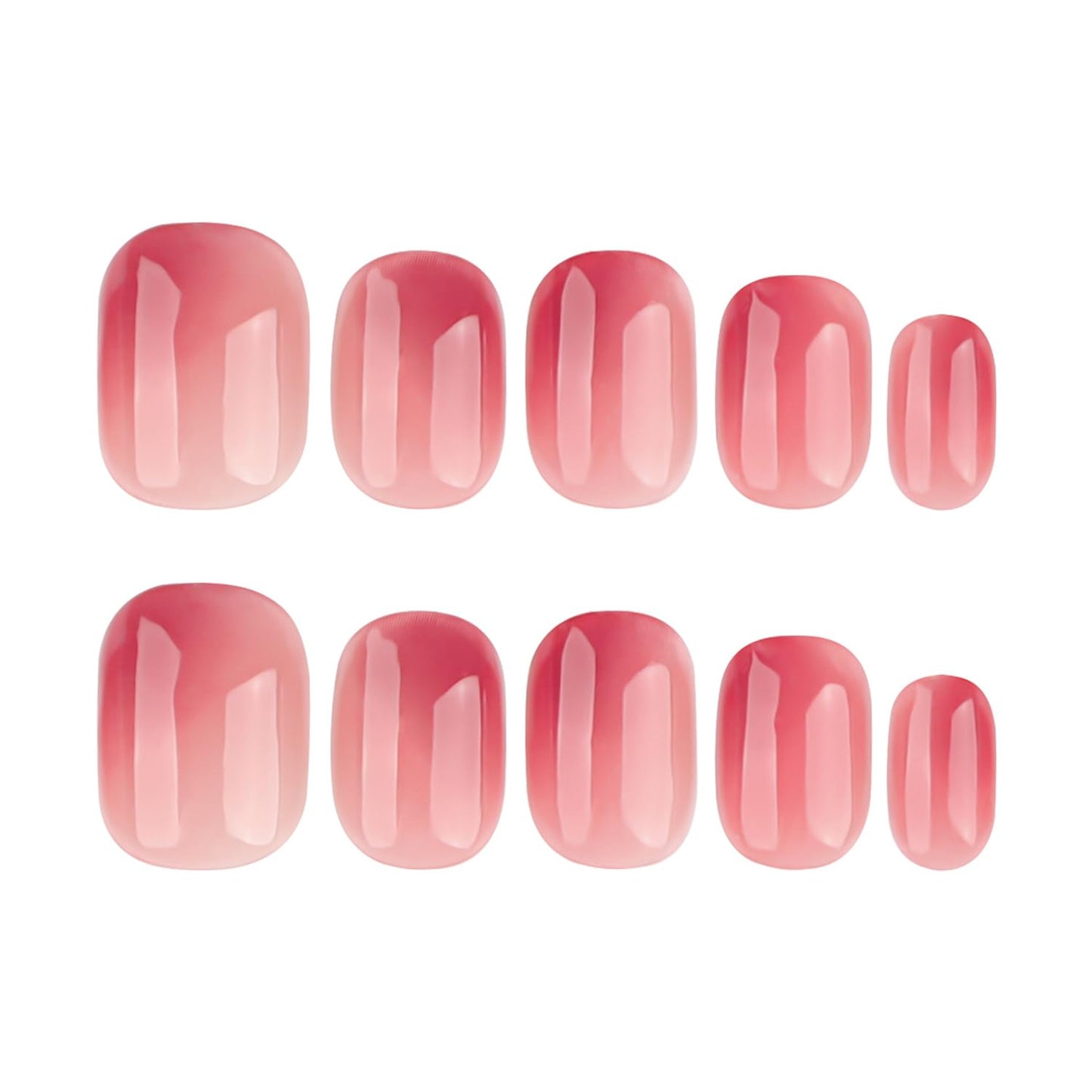 Pink Ombre Press On Nails Short Square, Glossy Natural Fake Nails for Women, Blush Gradient Stick On Nails, Elegant Everyday False Nails Set, 24 PCS