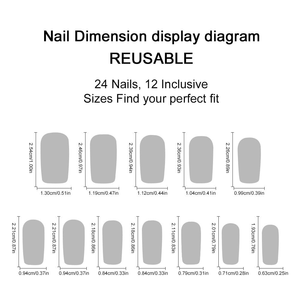 CTTHNBD Medium Press on Nails Square - White French Tip Fake Nails with Bow Charms Design - Cute False Nails Press ons - for Women 24 Pcs