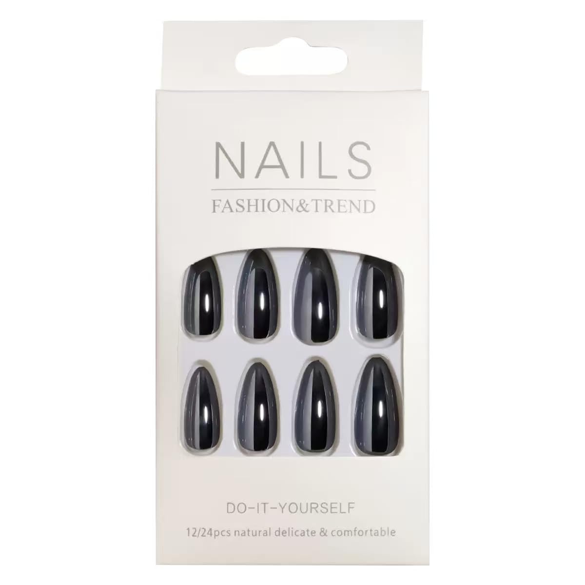 C.Z.Z.T.T.NAILS 24 pcs Press On Nails - Fake nails with Jelly Glue for WomenOpaque Soft Gel Glue On Nails in Magic Mirror Almond Press Decks