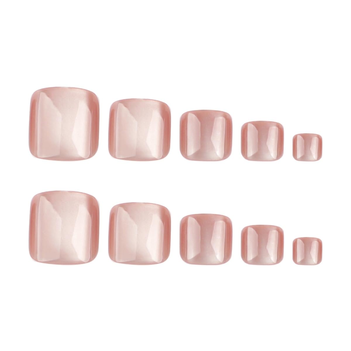 Pink Cat Eye Press on Toenails Glossy Glitter Fake Toe Nails Soft Press Glue On Toenail Full Cover Reusable Shiny Acrylic Toe Nails Cateye Fake Toenails for Women Manicure 24 Pcs