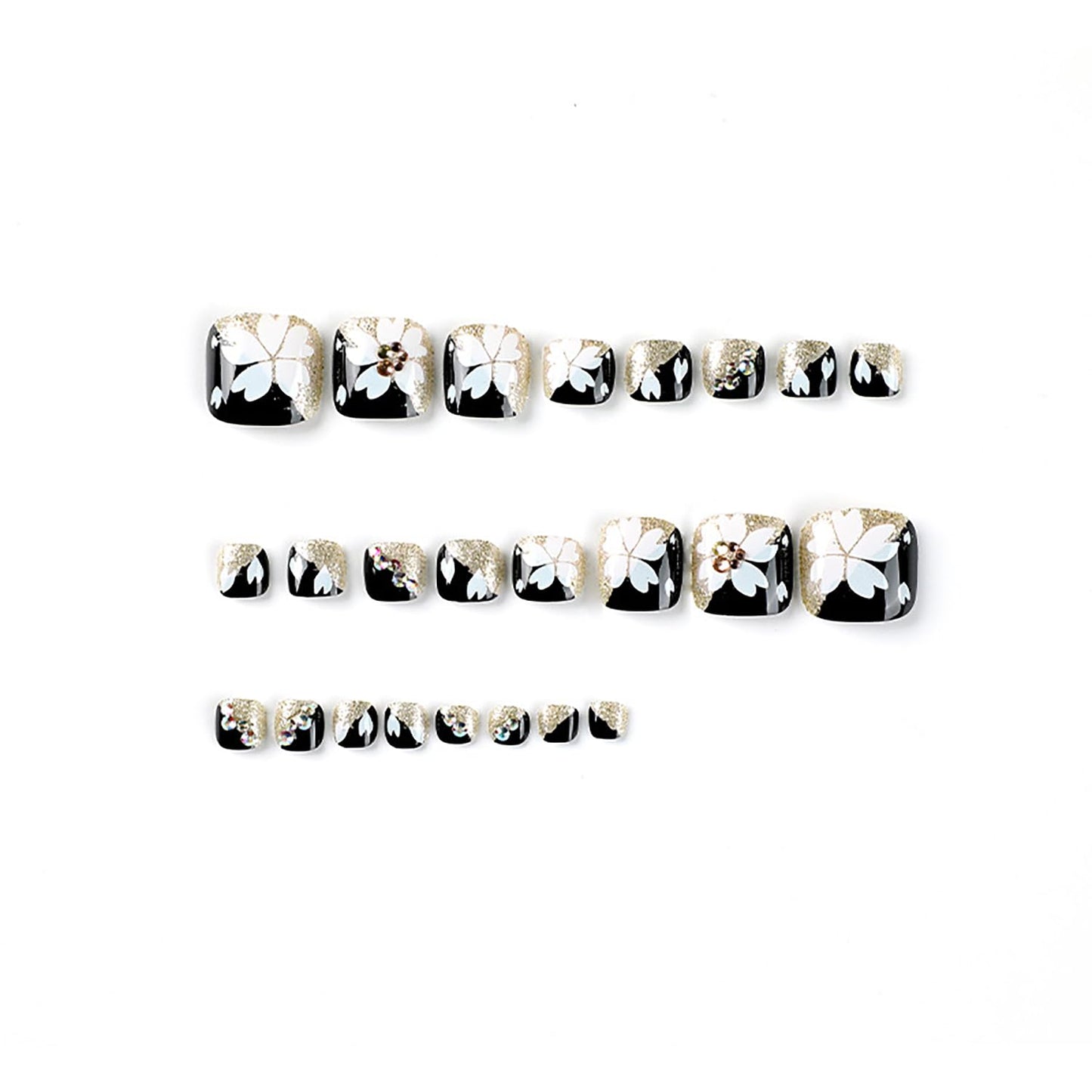 Press on Toenails with Starry Sky Designs, Artificial Fake Nails for Toe, Full Cover Moon Star Rivet Coffin Acrylic False Nails, Glue on Toenails with Charm, Stick on Toe Nails for Women Girls(J94)