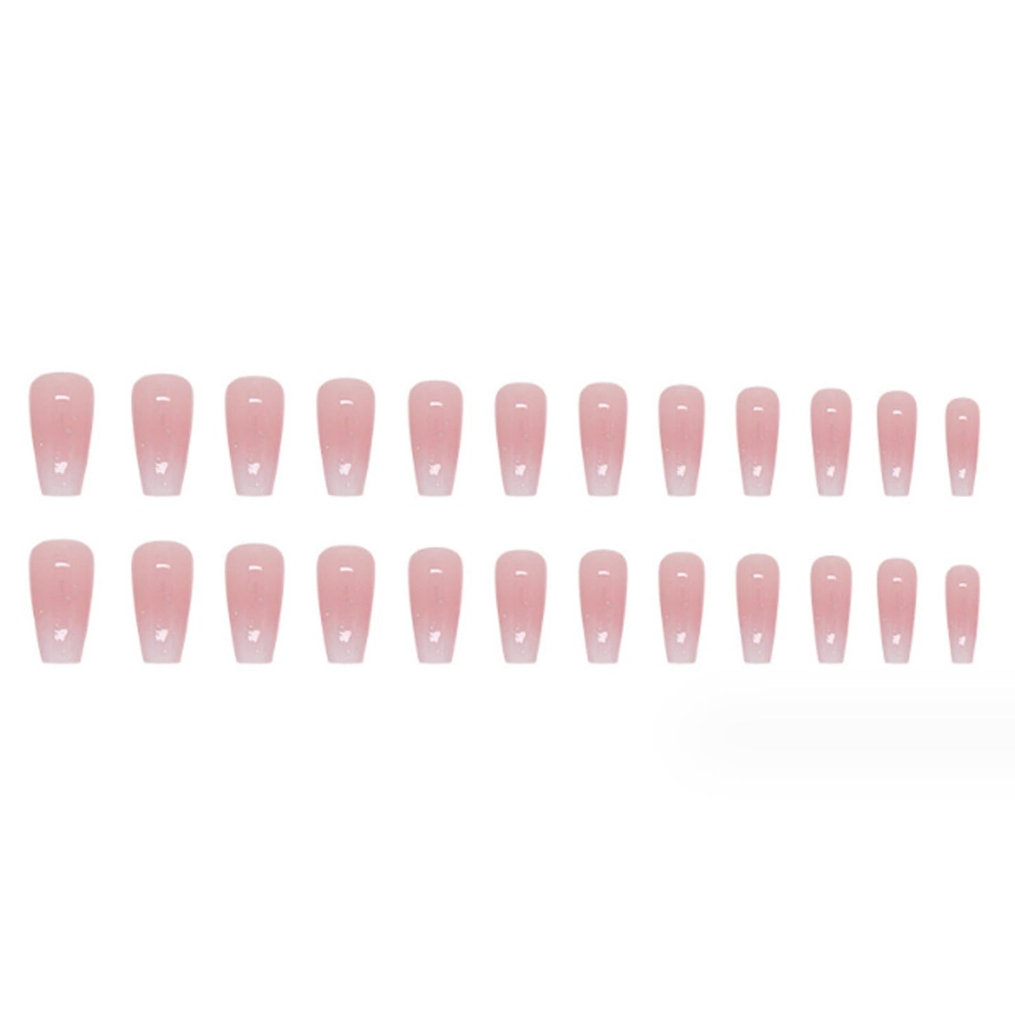 DANMANR Square Fake French Nails False Long Nails Full Cover Acrylic Long Fake Nails for Women and Girls 24PCS (Color 16)