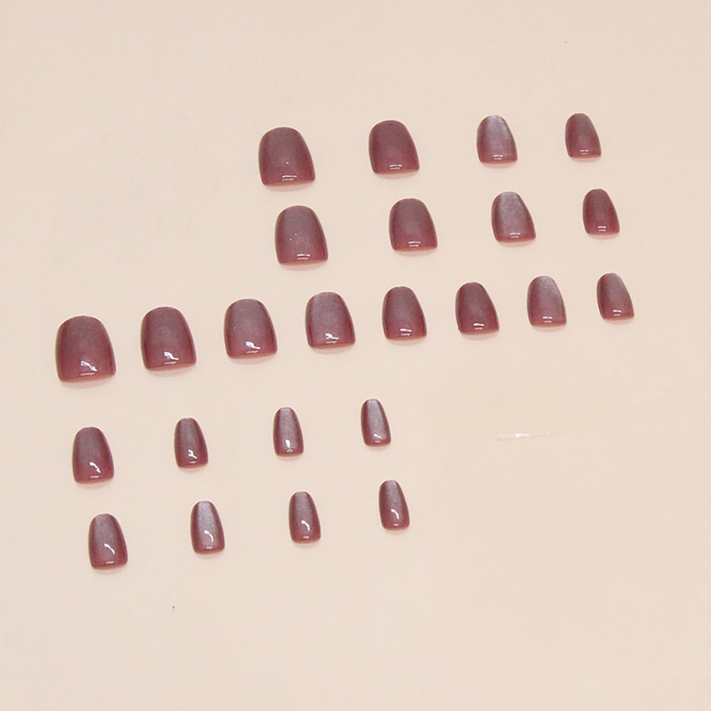 Vezocim Press on Nails Short Square-24Pcs Glossy Full Cover Acrylic Purple False Nails with Cat Eyes Designs Artificial Extra Short Square Fake Nails with Glue Stick on Fingernails for Women Girls
