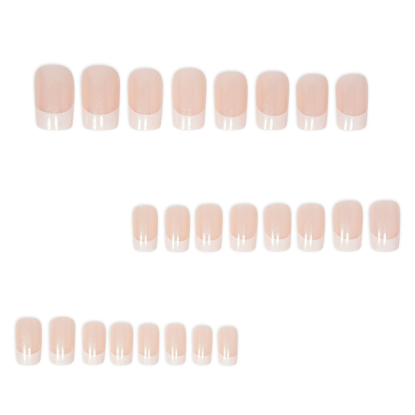Medium Square Press on Nails White French Tip Fake Nails Nude Pink Nails Press ons Acrylic Nails False Nails Glossy Artificial Full Cover Stick on Nails for Women Girls 24 Pcs