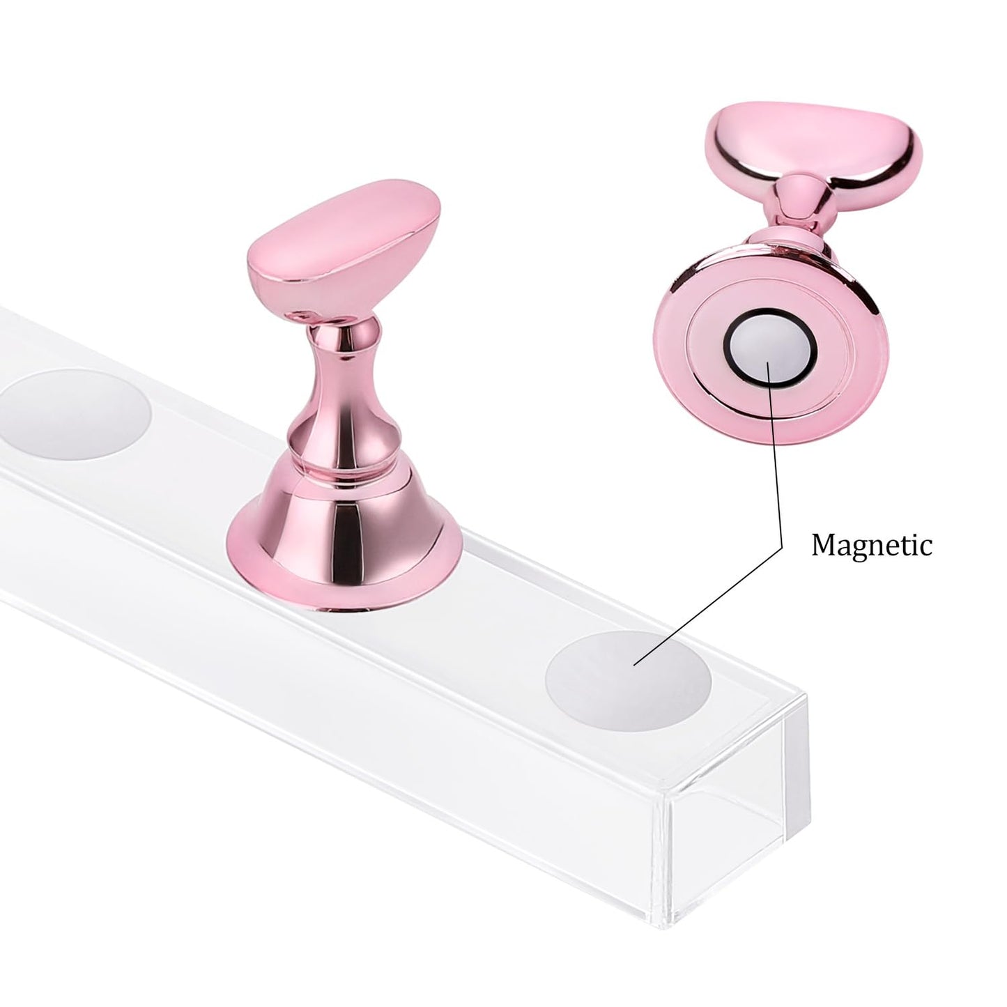 Etercycle Acrylic Nail Display Stand DIY Nail Crystal Holder Magnetic Practice Stands with Reusable Adhesive Putty Clay for False Nail Tip Manicure Tool (Pink)