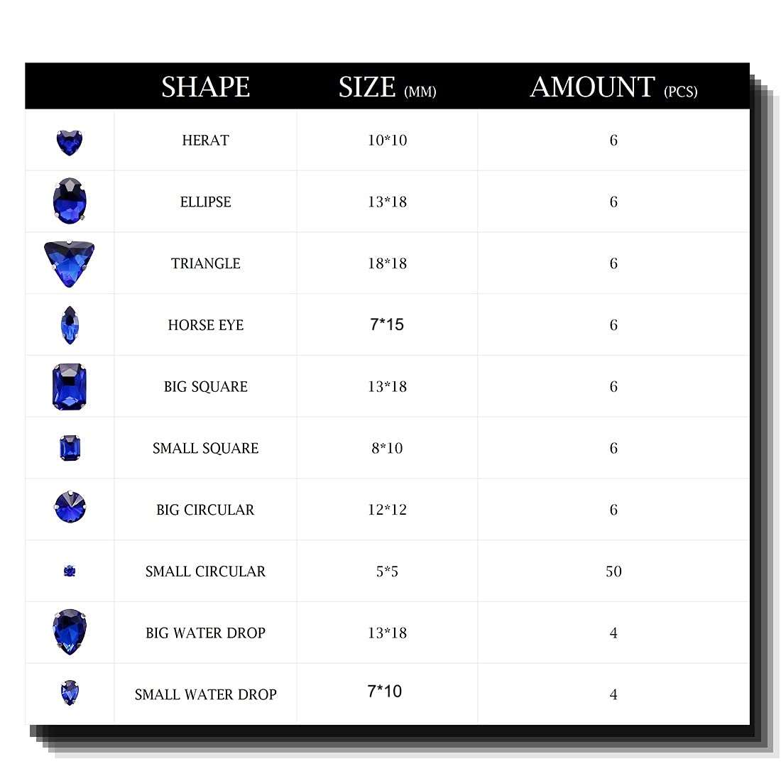 TANOSII Sew on Rhinestones 100 PCS Mixed Shapes Glass Rhinestones Sew on Crystal Gems Mental Flatback with Silver Claw for Jewelry Crafts Clothes Shoes Costume Garment Sapphire Blue