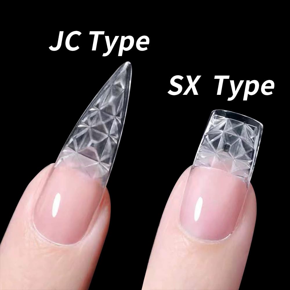 Chunmeng 120 Pcs Coffin Press on Nails, 12 Sizes Long French Tip Acrylic False Nails, Transparent Soft Gel Pre-shaped Full Cover Nail Tips, Reusable Fake Nail Stickers for Women DIY Manicure & Salon