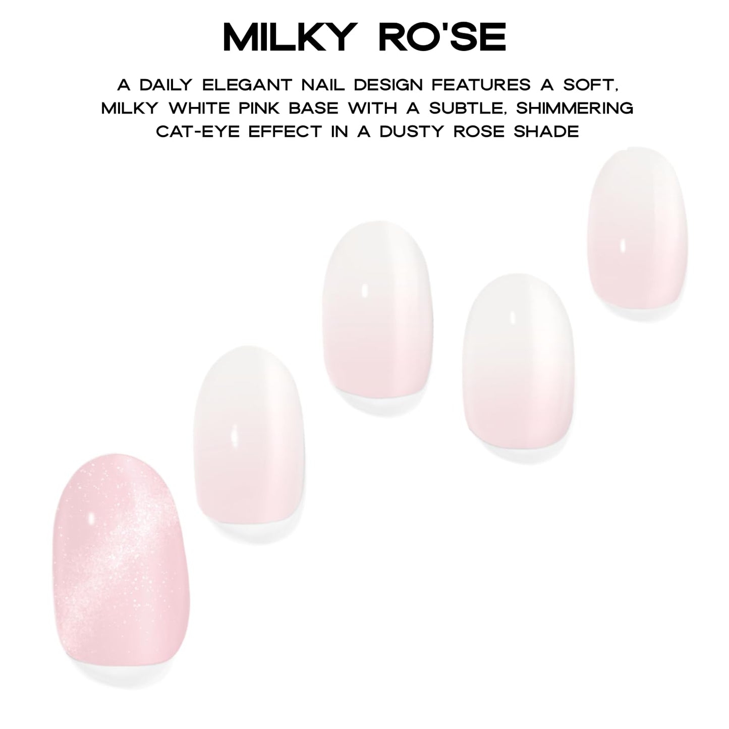 Adora Couture Semi Cured Gel Nail Strips with 30 Pieces - Salon Quality Manicure Kit for Women Easy Application Wraps Includes Prep Pads Nail File Wooden Stick, UV Light Required (Milky Rose)