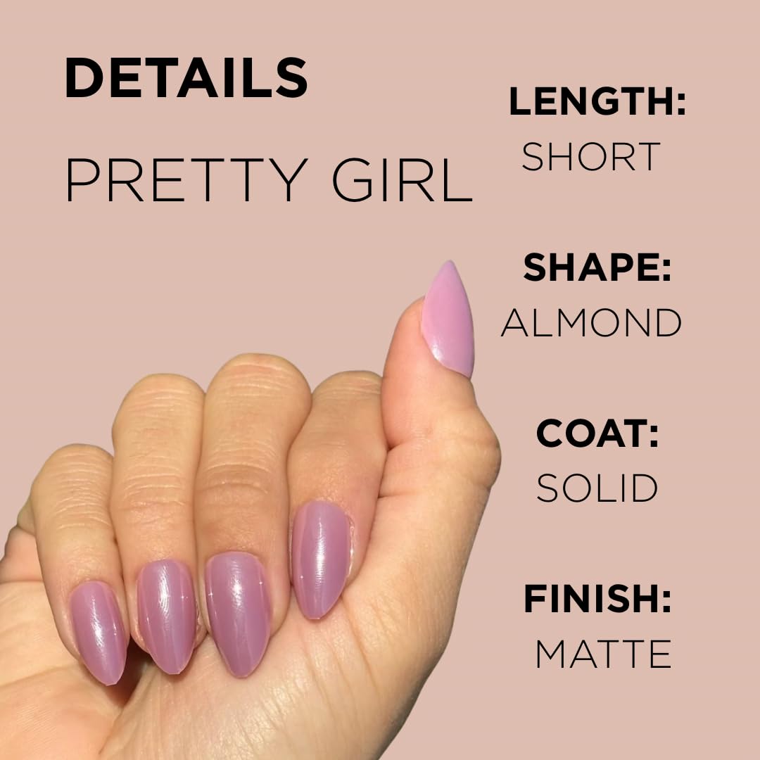 PRETTY GIRL Press-On Nails by Lavaa Beauty | Short Almond | Lilac Purple Shimmer Almond Nails