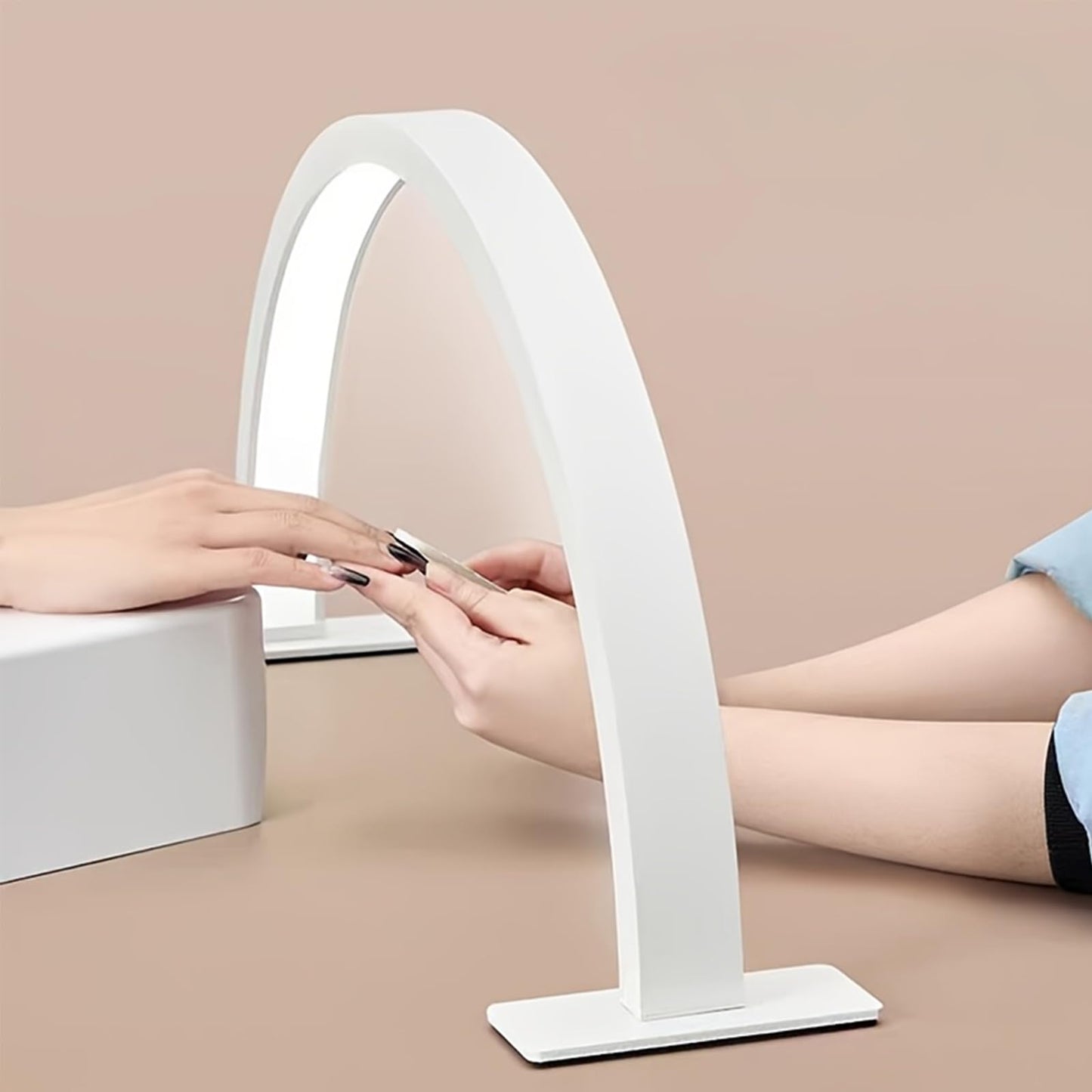 ZIRIKEDAI Half Moon Nail Table Lamp for Perfect Salon Lighting and Craft Illumination Stylish Half Round Light for Nail Art and DIY Projects Ideal Lighting Solution for Beauty and Craft Enthusiasts
