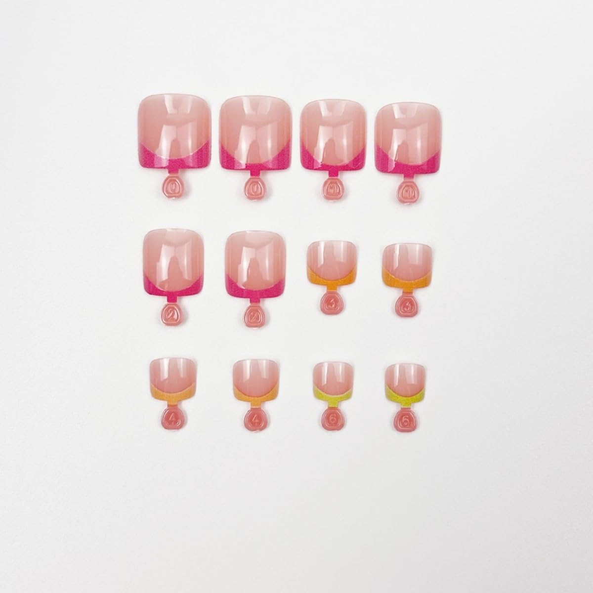 French Tip Press on Toenails Square Fake Toenails with Designs Colorful Glossy Glue on Toenails Full Cover Acrylic Stick on Nails for Women Girls Manicure 24Pcs