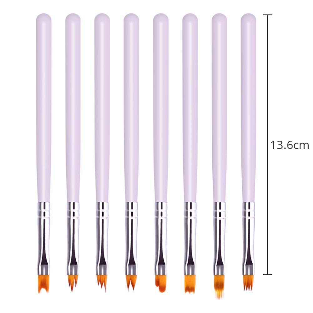 8 Pcs Premium Nail Brush Pens with Wooden Handle – UV Gel Art Gradient & Flower Design Tools for Professional Manicure, Perfect Valentine’s Gift (Purple Wood)