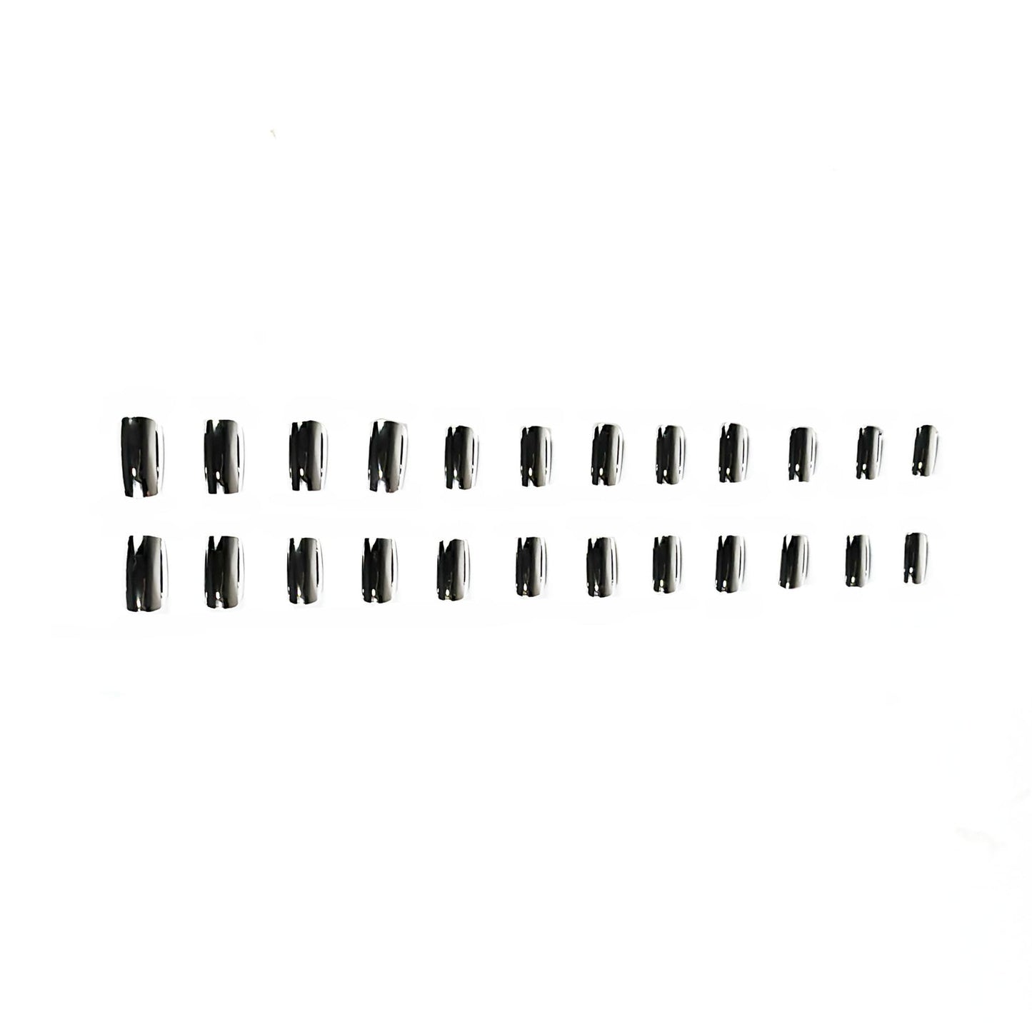 Silver Press on Nails Square - Medium Fake Nails with Chrome Design - Solid Color Full Cover Stick on False Nails - for Women 24 Pcs