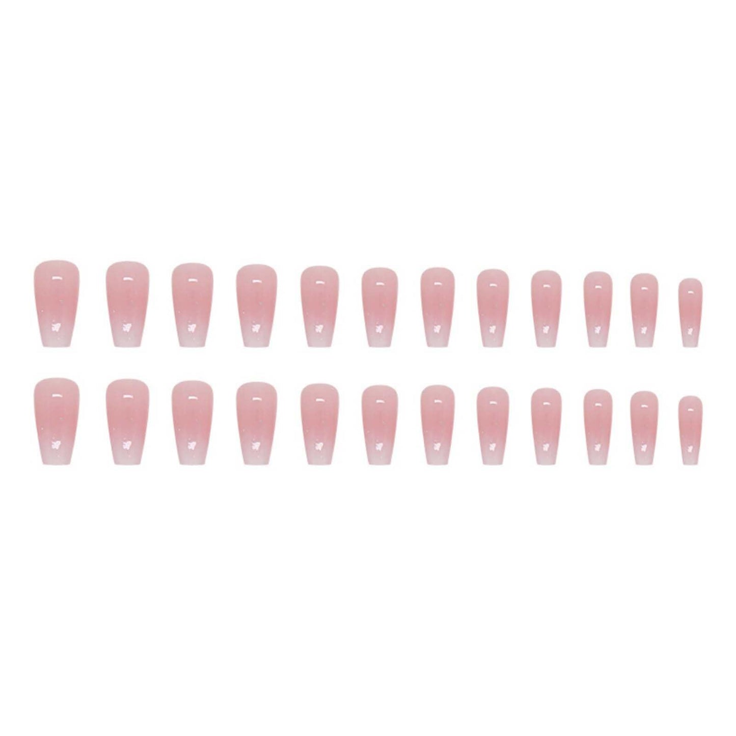 RUOKEXIN Pink Press On Nails Medium Coffin Fake Nails Glossy Acrylic False Nails with Glitter Designs Ombre Pink Full Cover Press Ons Fall Winter Holiday Stick on Nails for Women 24Pcs