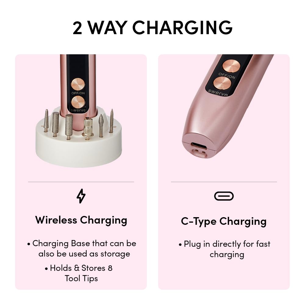 ÉCLAT Cordless Nail Drill, Professional Portable E-File for Gel & Acrylic Removal, Rechargeable Manicure Set with Charging Stand & LED Light, Quiet 13,000 RPM Electric File for Home, Travel, Black