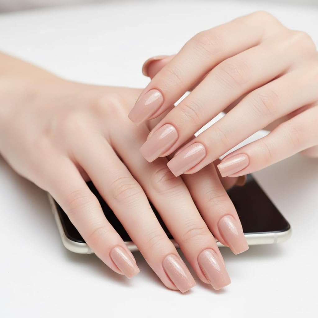 EDA LUXURY BEAUTY NATURAL NUDE PINK LUXE DESIGN Press On Nails Full Cover Acrylic Nail Kit Artificial Nail Tips False Nail...