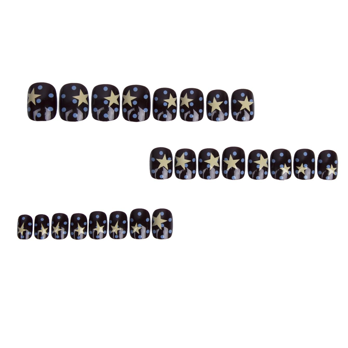 CTTHNBD Short Press on Nails Round - Dark Blue Fake Nails with Star Spot Design - Independence Day False Nails for Women - 24 Pcs