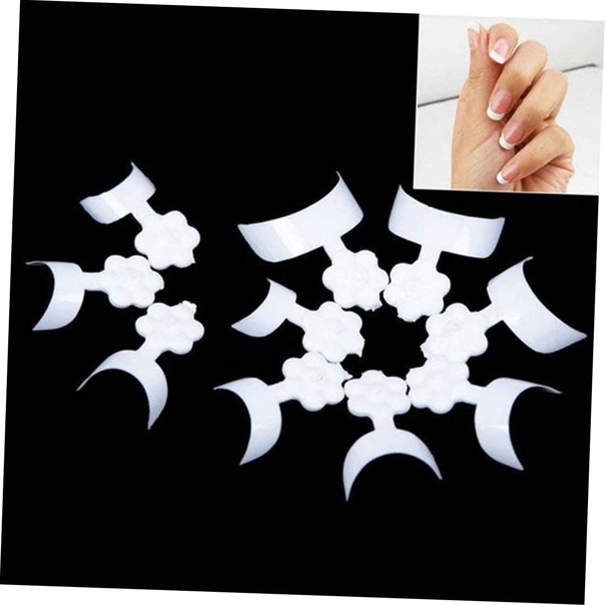 Healeved Crescent Fake Nail Tips 500Pcs Press-on Nails Curved French Style 0.51X0.39 Inch Artificial Nail Art Extension for Women Girls