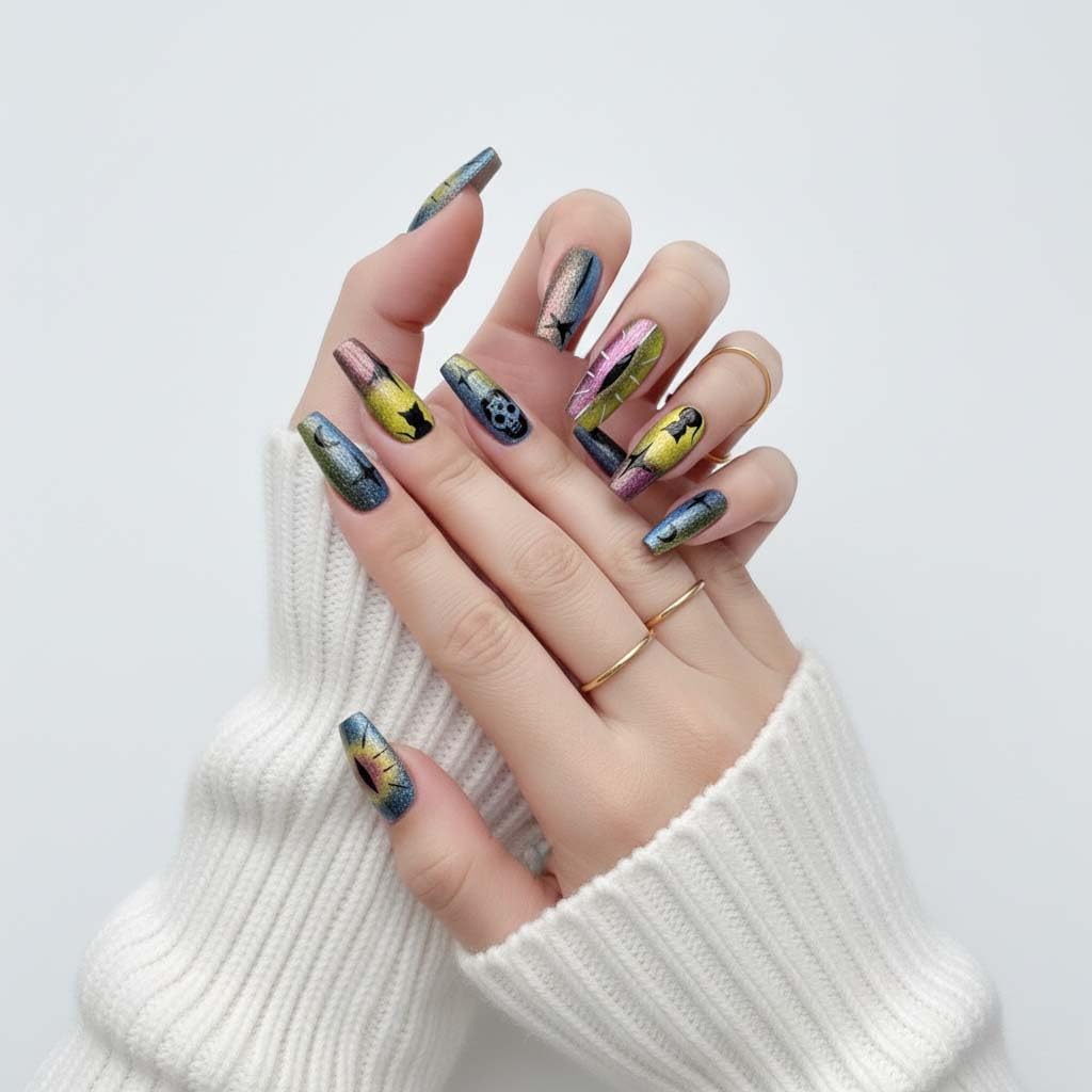 Handmade Press On Nails Demon Eye Reusable Stick On Fake Nails Luxury Elegant Sexy Style For Women Gift With Nail Glue S