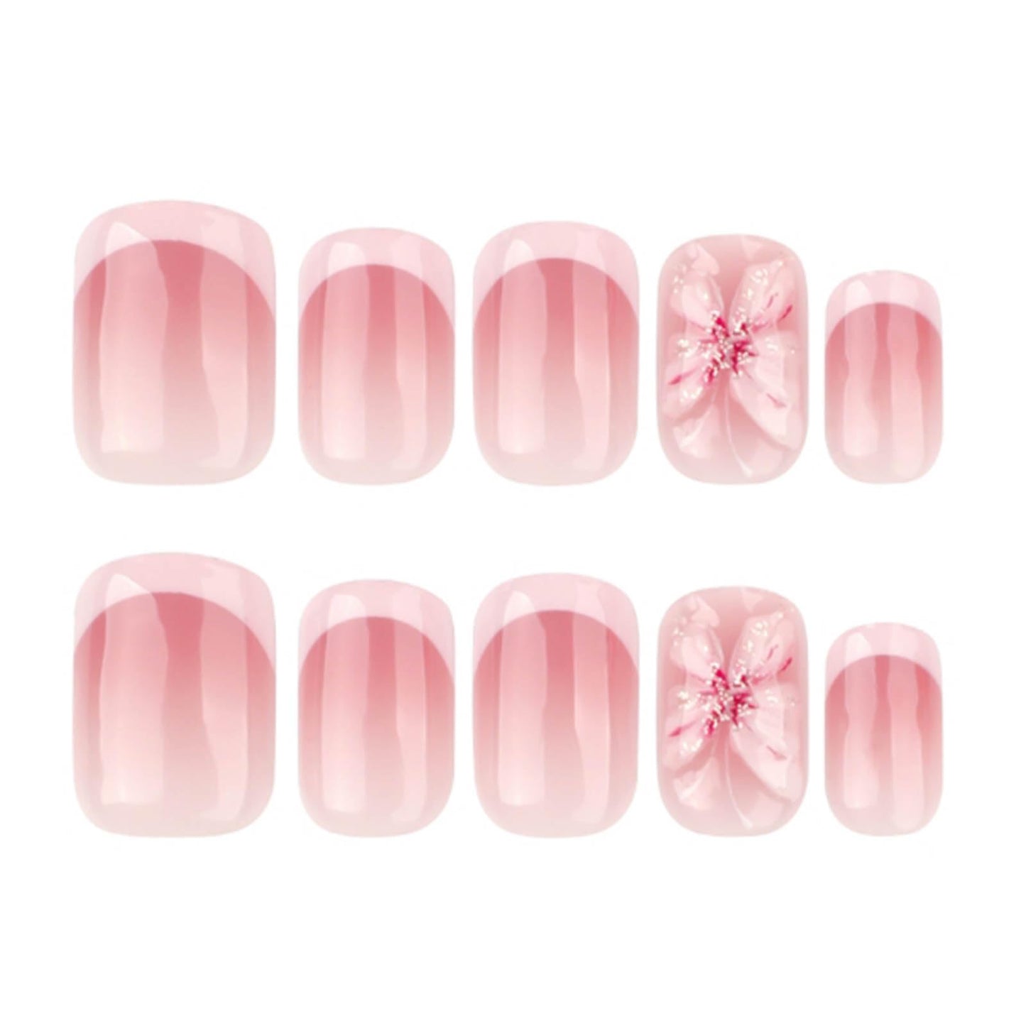 Gifiky 24Pcs French Tip Press on Nails - Short Square False Nails with Acrylic Elegant & Natural Butterflies Design, Nude Fake Nails for Women,Reusable Glue on Nails Full Cover Tips