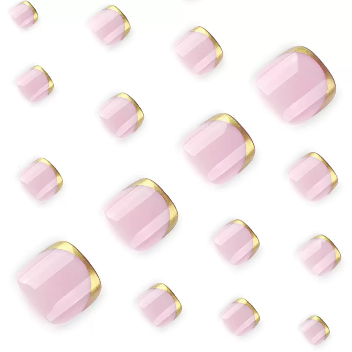 CTTHNBD Press on Toenails - Gold French Tip Fake Toenails - Elegant, Glossy, Summer Press on Toe Nails - for Women 24 Pcs