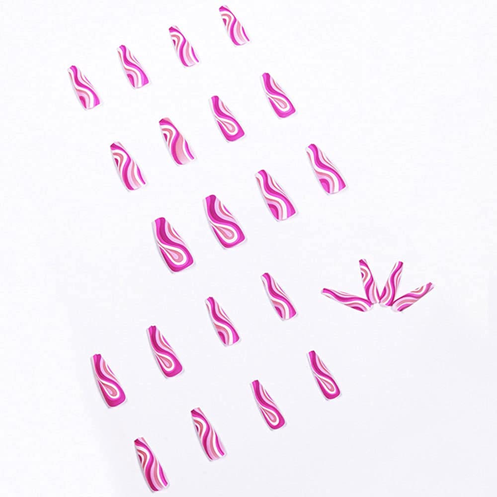 YoYoee Long Fake Nails-Coffin Press on Nails Pink Ballerina False Nails Full Cover Acrylic Nails for Women and Girls 24Pcs (gorgeous2)